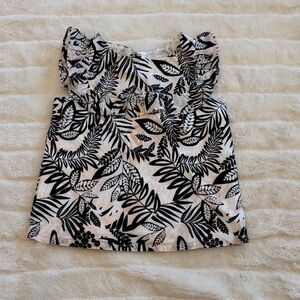 Janie and Jack Black and Cream Leaf Print Blouse